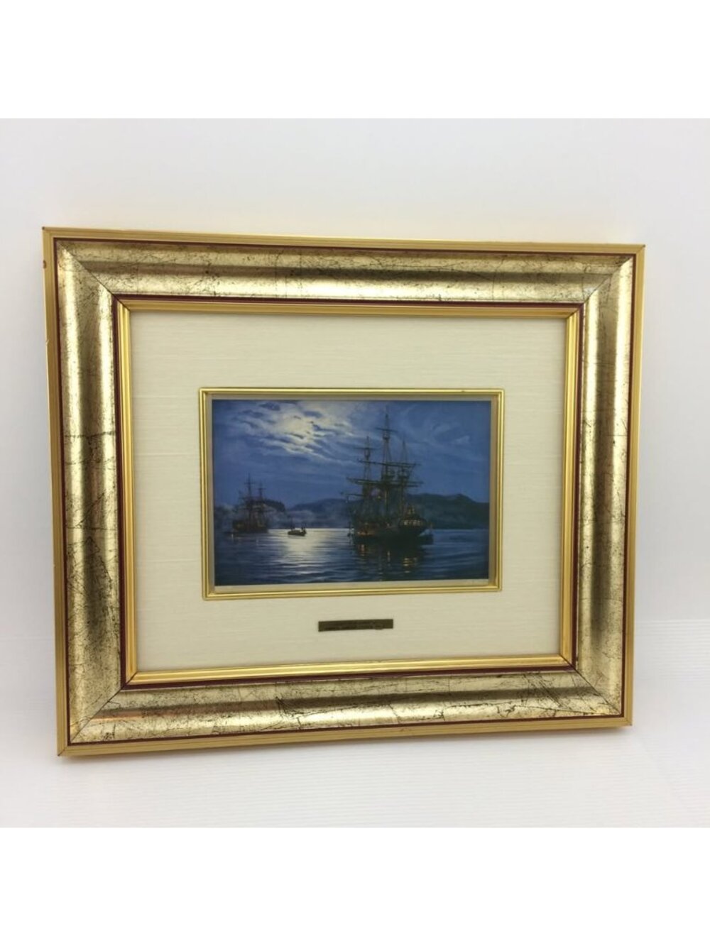 John Horton Art Work Lithograph 1/50 on Sterling Silver Italsilver Ships Framed